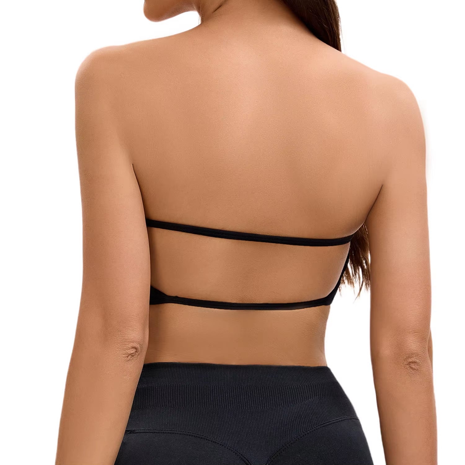 Backless Bandeau Sports Bra Gym Women Crop Tube Top Seamless Yoga Top Sexy Workout Sportswear Push-Up Fitness Underwear