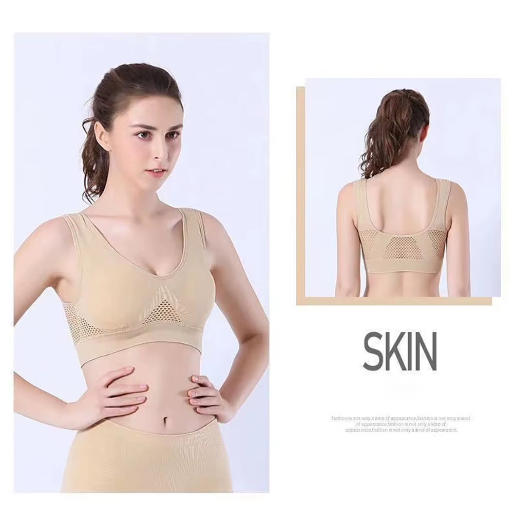 1PC Breathable Sports Bra Top Fitness Women Brassiere Removable Padded Sport Bra Running Gym Seamless Push up Bras