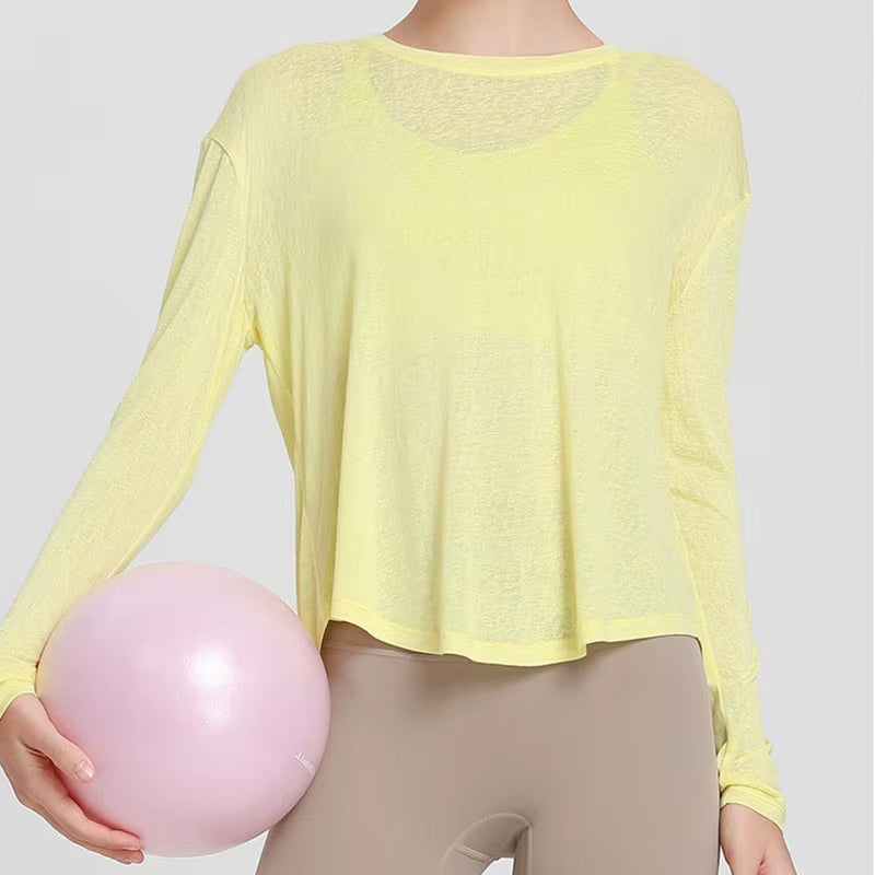 Women'S Sports Wear for Fitness Running Jogging Seamless Long Sleeve Gym Woman Sport Shirt Yoga Top Female Workout Tops T-Shirt